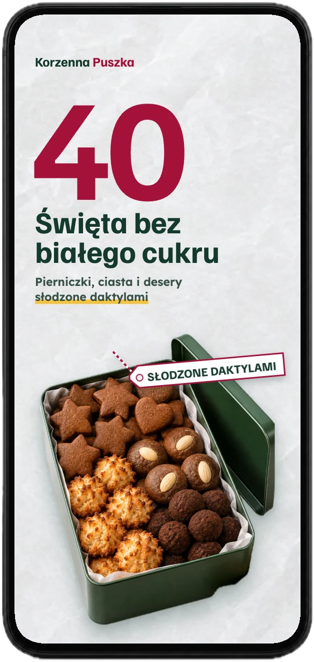 Okładka książki z 40 przepisami na ekranie telefonu